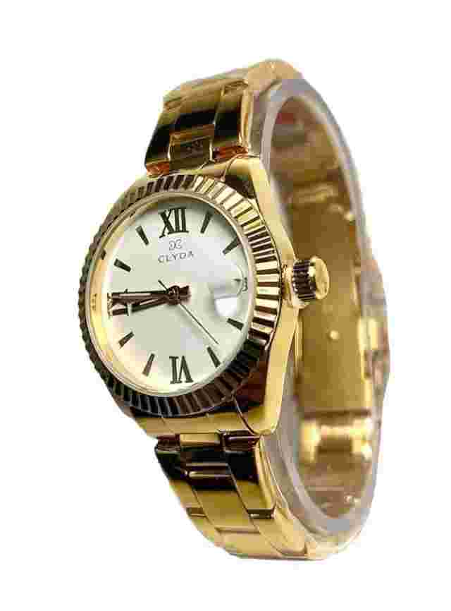 Clyda Women’s Watch - Quartz Analog - White/Gold Dial - Gold Strap