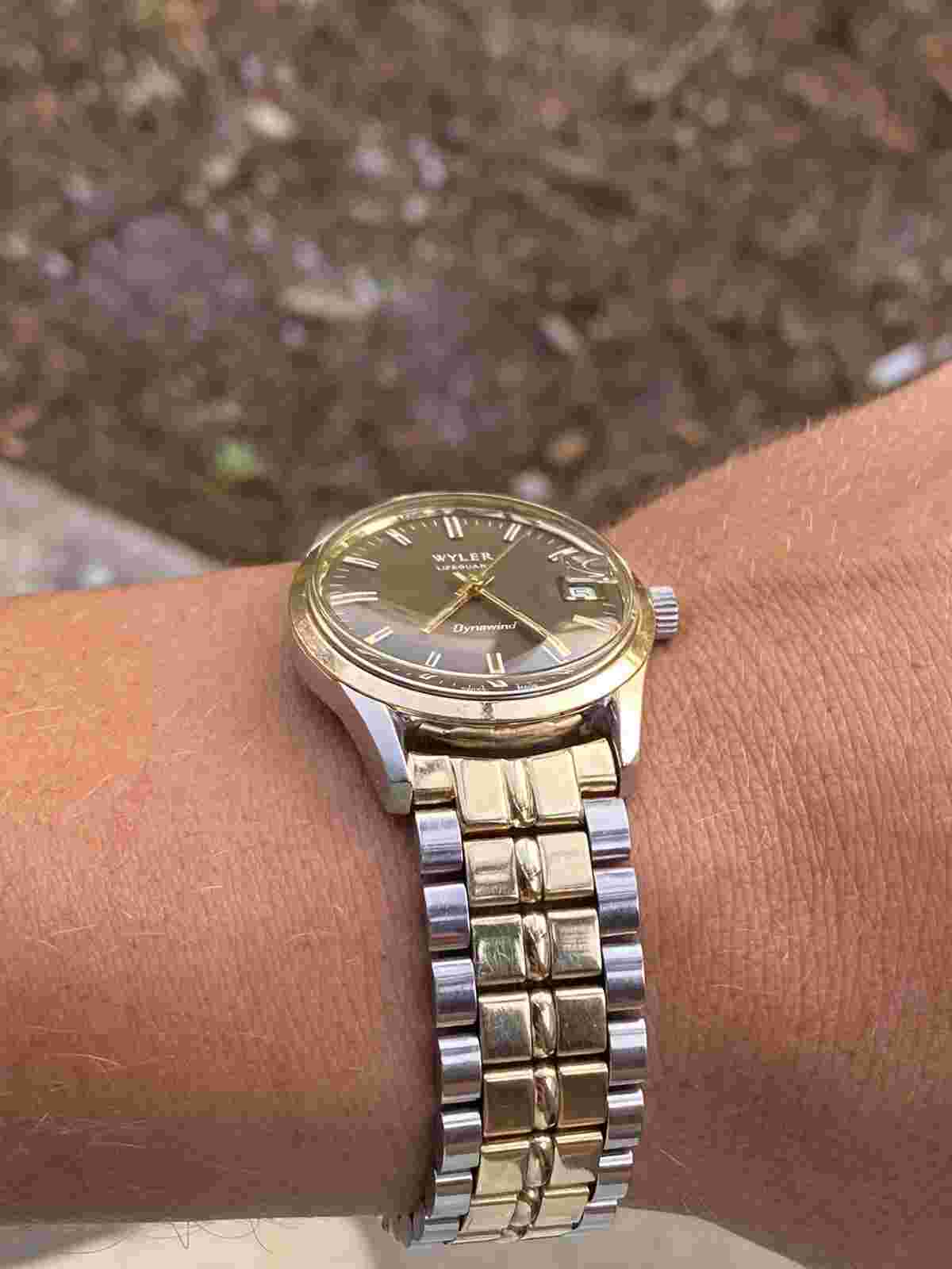 Vintage Wyler Lifeguard Rose Bezel Chocolate Gold Dial + JB Bracelet