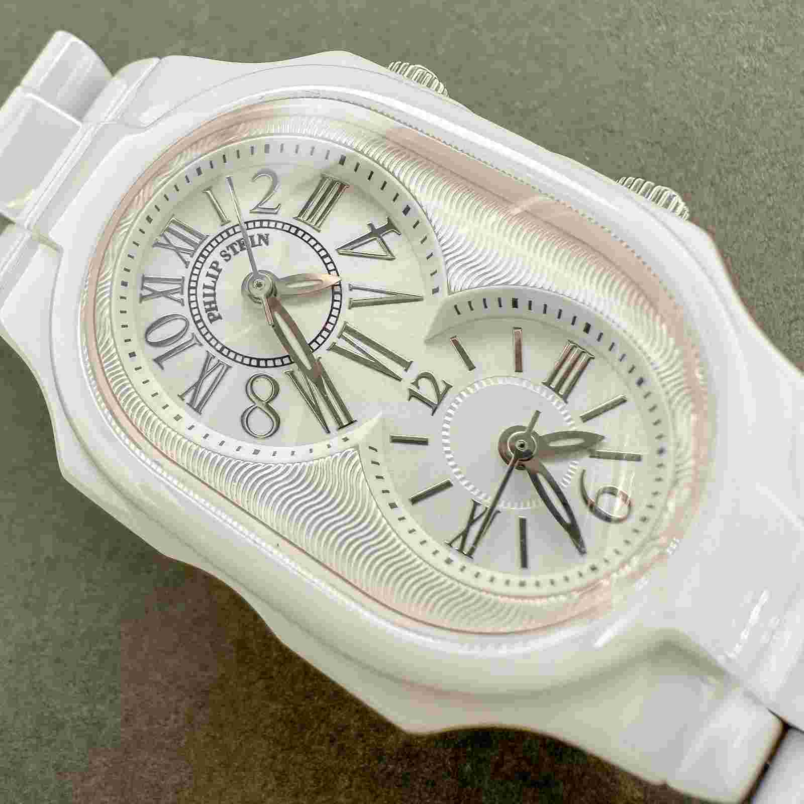 Estate Phillip Stein Teslar White Ceramic Women's Quartz Watch Ref#1-CW-MW-CW