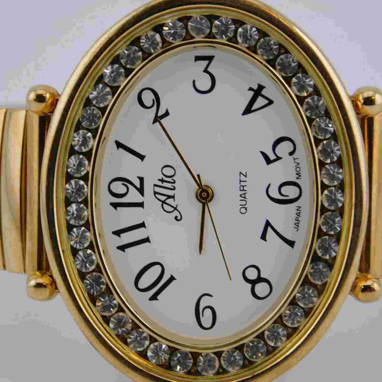 Alto Gold Tone Quartz Analog Women's Watch Sz. 6 1/2" New Battery