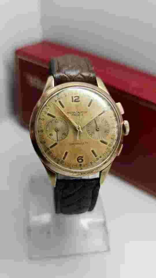 Rare Vintage CHRONOGRAPHE Swiss MULCO LANDERON Tropical Dial Watch 1940s