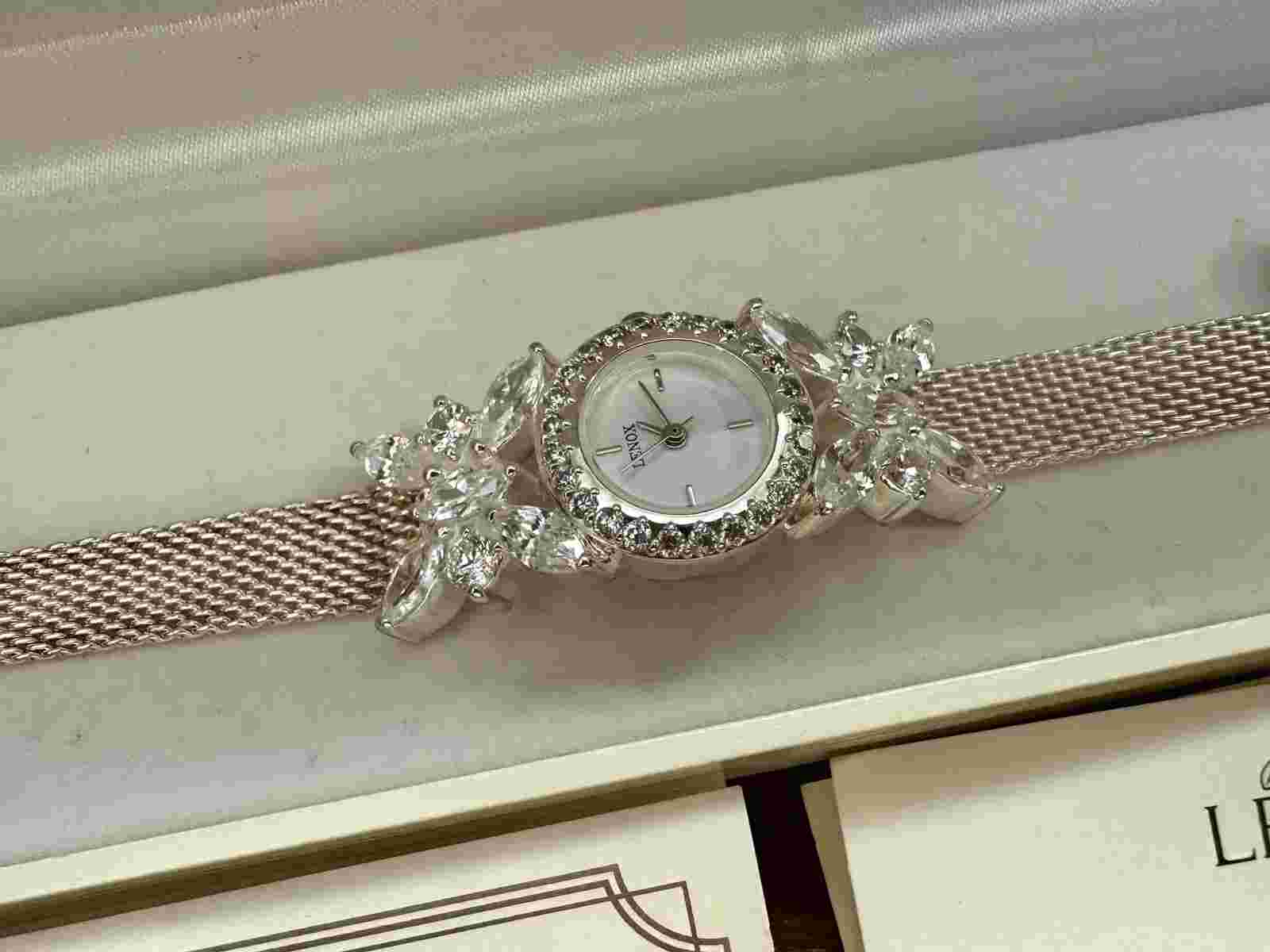 Designer Lenox Sterling Silver 925 Crystal Butterfly Watch Bracelet in Box