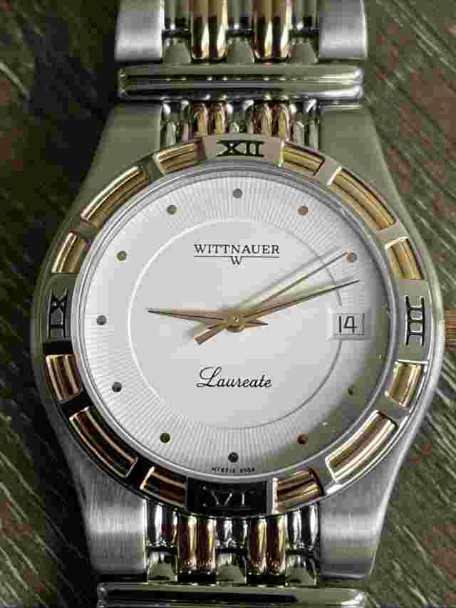Wittnauer 12B02 Swiss Mens Silver Gold Color Stainless Steel Wrist Watch *read*