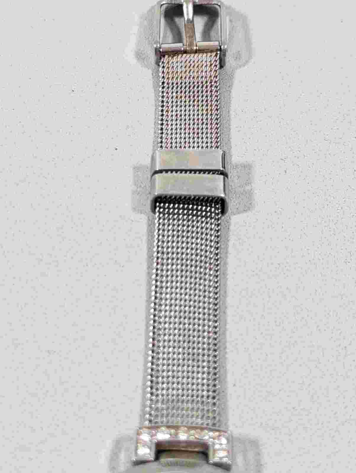 NYC Silver Tone Crystal Accent Round Case Mesh Style Band Watch