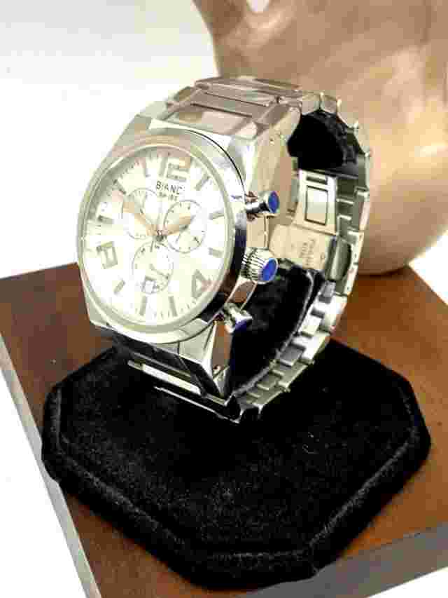 Roberto Bianci Men's Watch 9073M Silver Dial Swiss Quartz Chronograph Steel 43mm