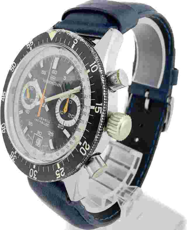 Vintage Wakmann Big Boy 13.36.00 Men Chronograph Watch Valjoux 234 Rare Serviced