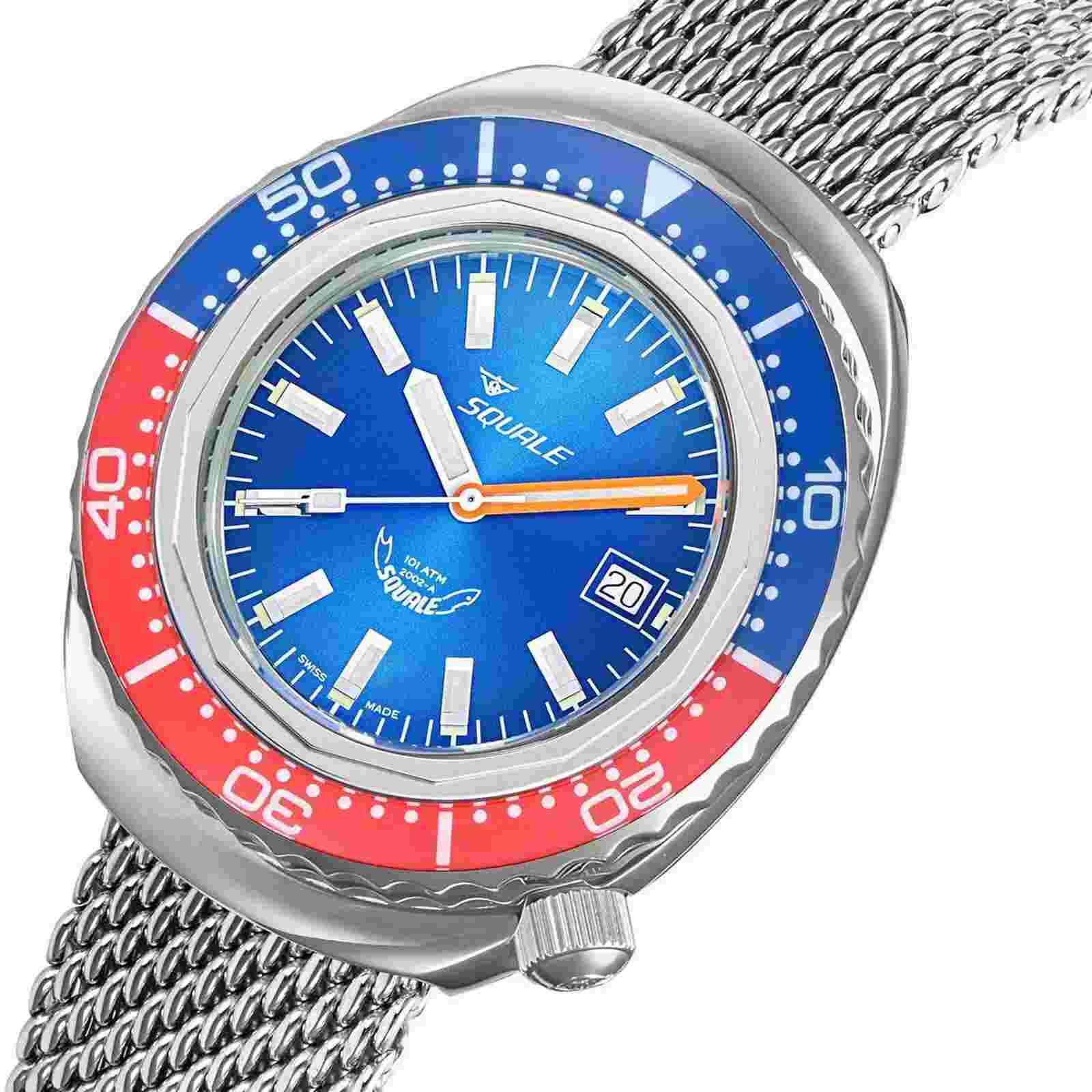 Squale 2002.SS.BLR.BL.ME22 Milanese Steel Strap Wristwatch