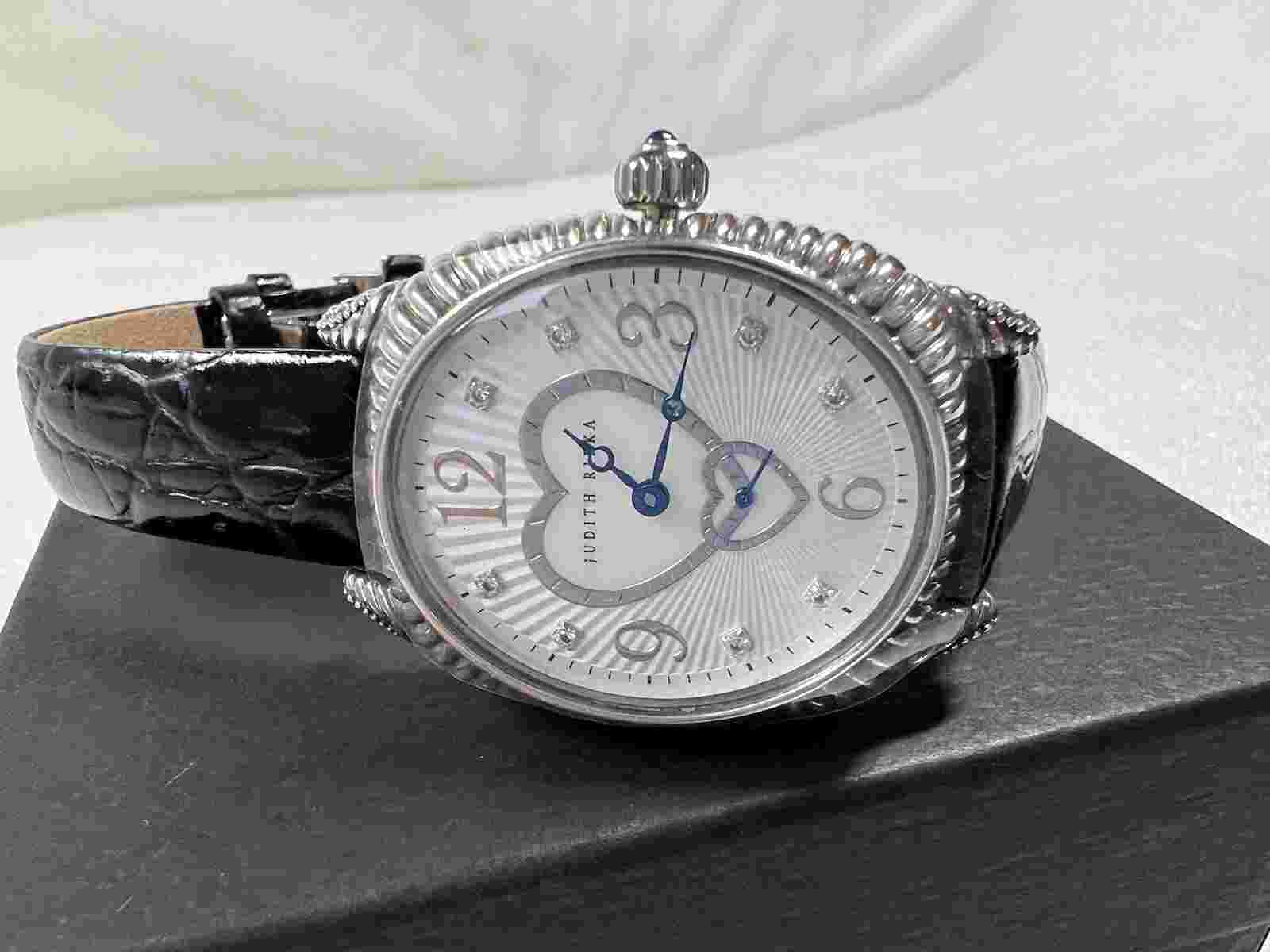 JUDITH RIPKA 925 STERLING SILVER HEARTS/  MOTHER OF PEARL WRISTWATCH