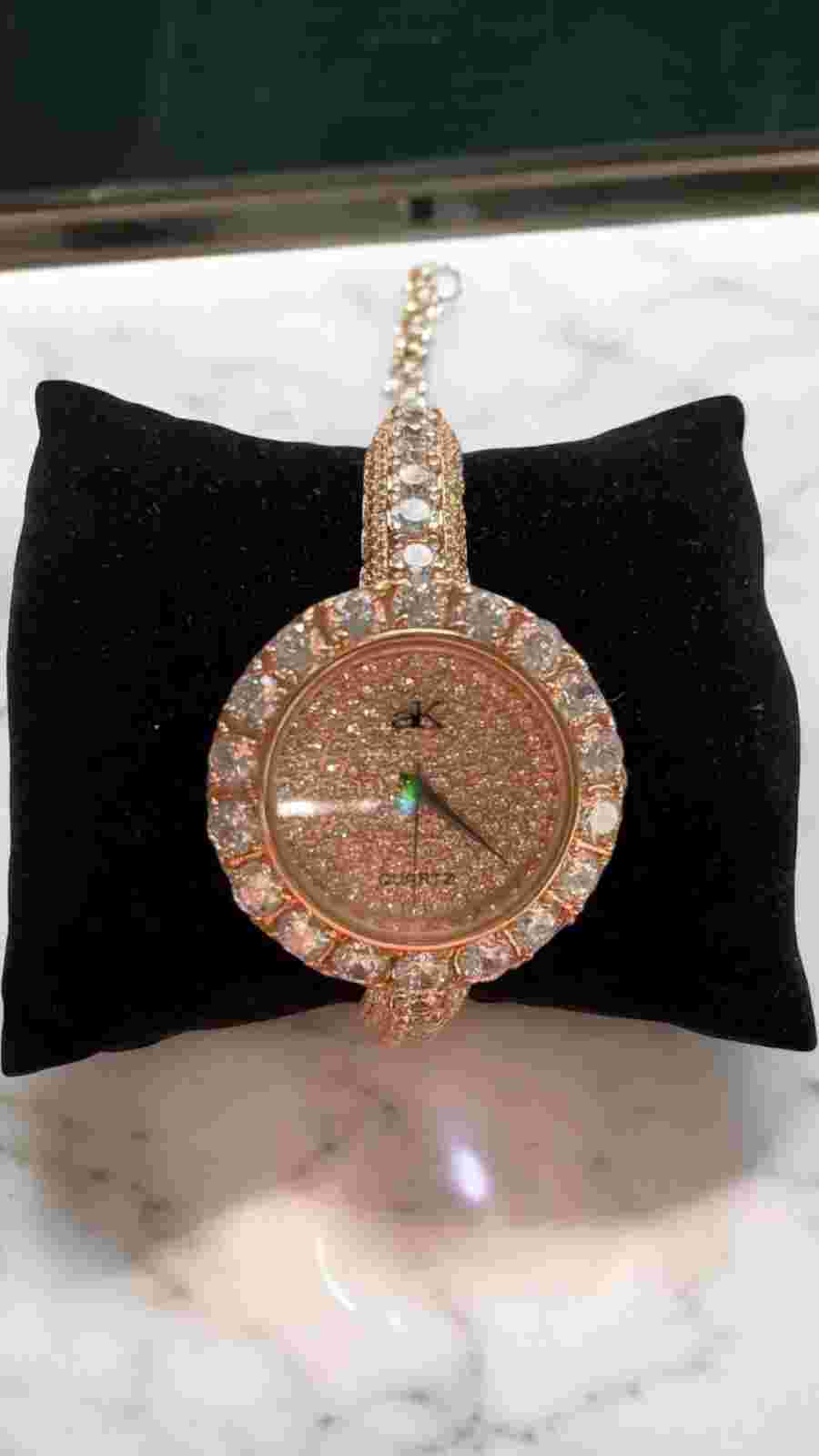 ADEE KAYE womens Swarovski crystal watch Rose Gold Toned Wristwatch Bling Time