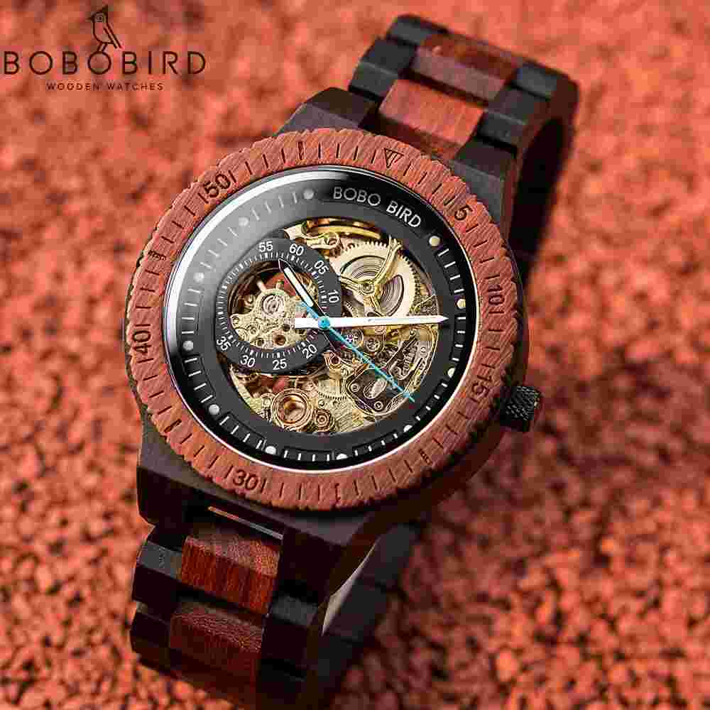 Luxury Automatic Mechanical Watch  Wrist Timepieces Male Wood Wristwatch For Men