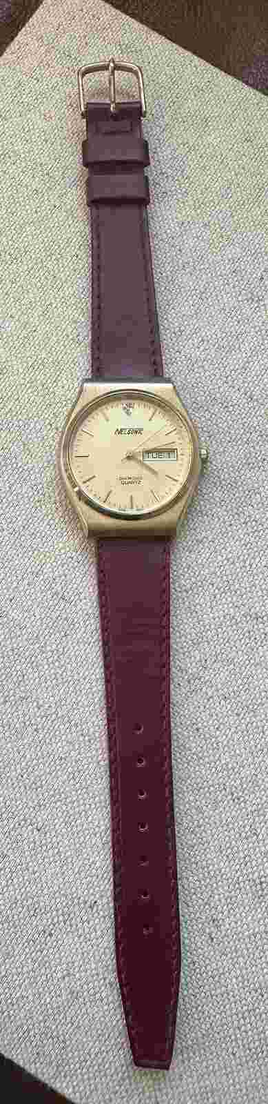 Vintage Nelsonic Diamond Quartz Day Date Analog Q512GD New Battery