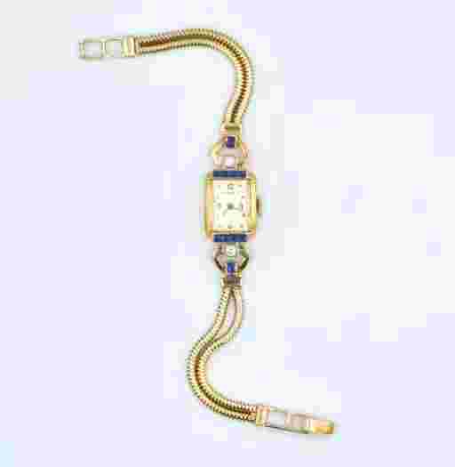 Tiffany & Co Vintage Sapphire Diamond 14k Gold Ladies Watch 1940’s Excellent