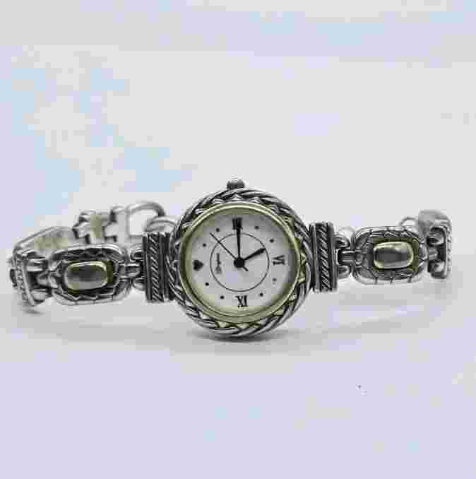 Brighton Nantucker Watch Two tone Gold & Silver Bracelet Band New Battery 9 in