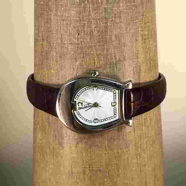 Etienne Aigner Women T125/03 Horse Shoe Brown Leather Band Quartz Watch 7 1/2"