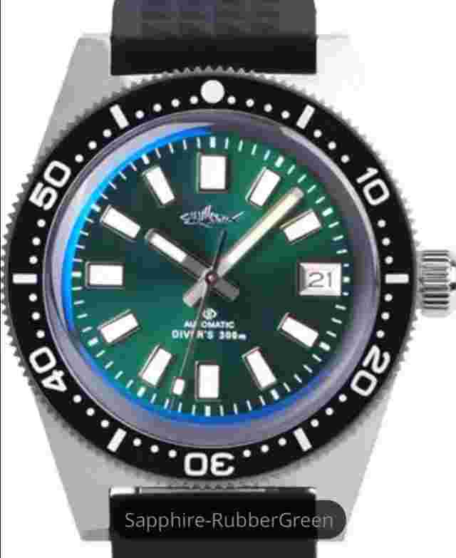 Sharkey Green Diver 62 Mas Watch NH35A Automatic Mens 300m Waterproof Sapphire