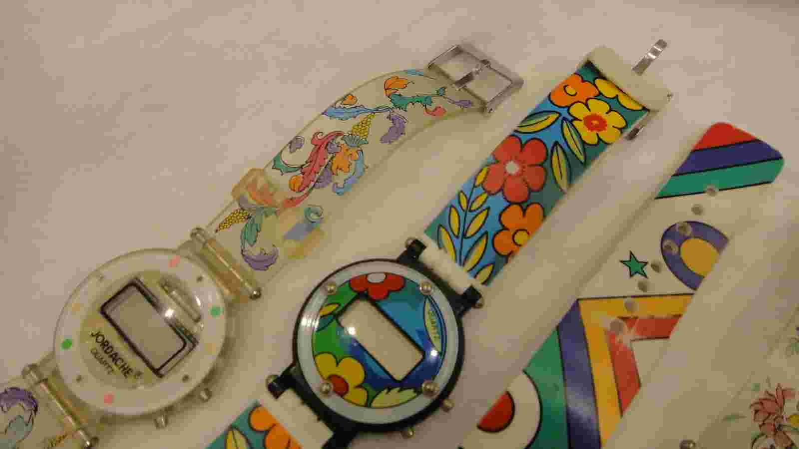 Vintage Jordache Pop Art Band Quartz Digital Watch Collection 4 Piece Rare 80s