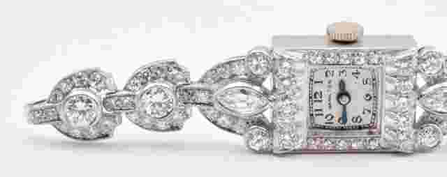 Vintage Platinum & 4.00ct. VS-G Mined diamond ladies HAMILTON WIND Wrist Watch