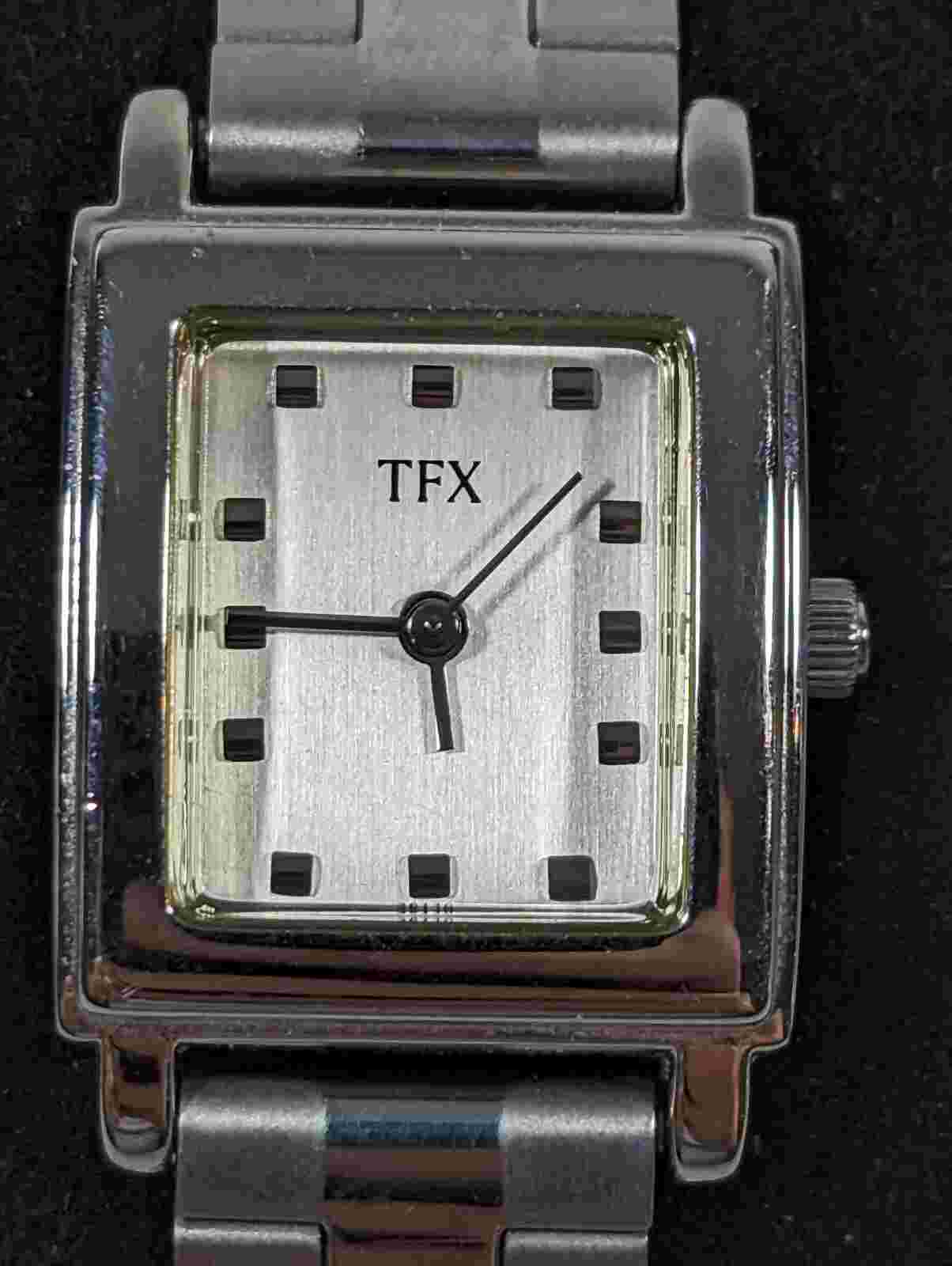 TFX Bulova Womans Silver Tone Dial Rectangle Case Link Band Watch 6.25 Inch