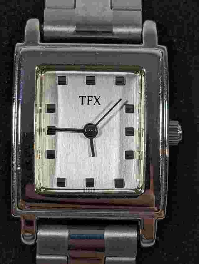 TFX Bulova Womans Silver Tone Dial Rectangle Case Link Band Watch 6.25 Inch