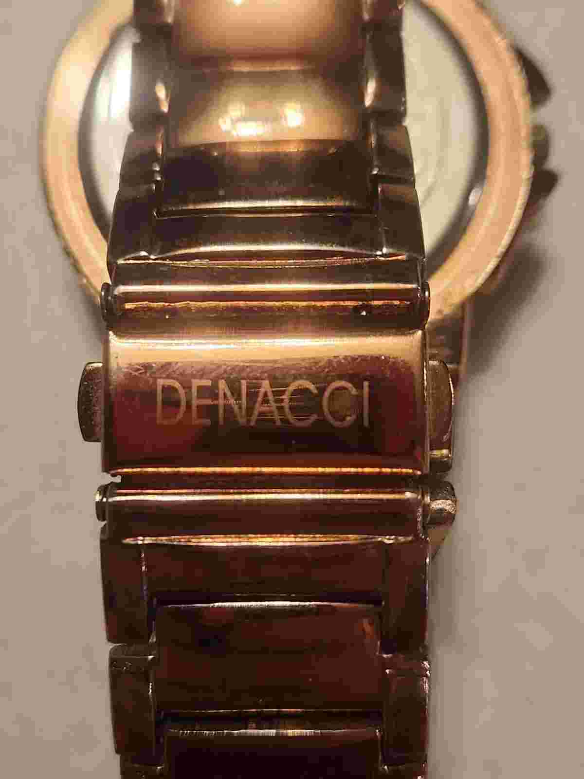 Denacci Men's Quality Watch Black Round Silver Dial on Rose Gold Linked