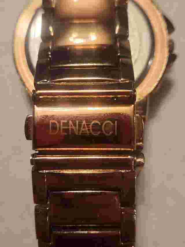 Denacci Men's Quality Watch Black Round Silver Dial on Rose Gold Linked