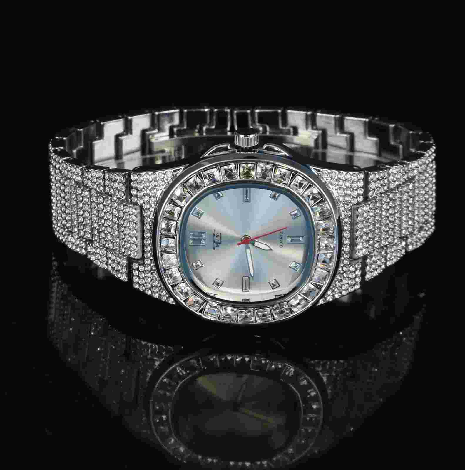 Men's Iced Lab Diamond Luxury Bezel & Band Hip Hop Milano Expressions Watch