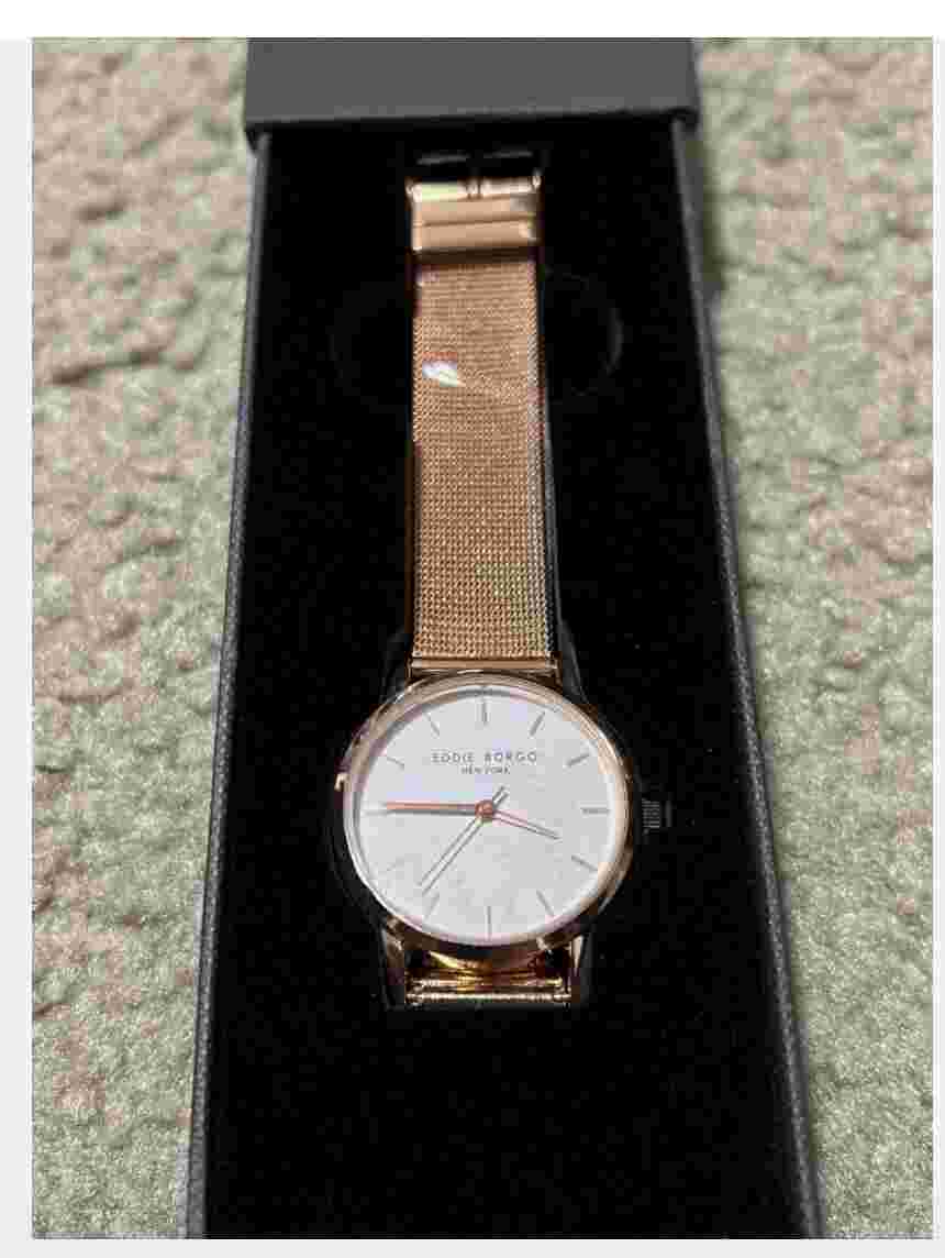 Eddie Borgo Watch Women Rose Gold Tone Round Dial Mesh Band Never Worn EUC