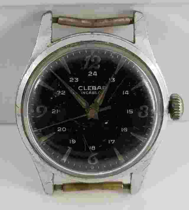 1950’s Clebar Military Style Watch, 24hr Dial Blck, 4Repair