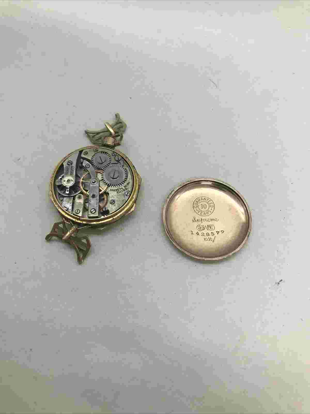 Swiss Cretets 10 Jewel Pocket Watch With Supreme 10 1/2 Size Case For Parts