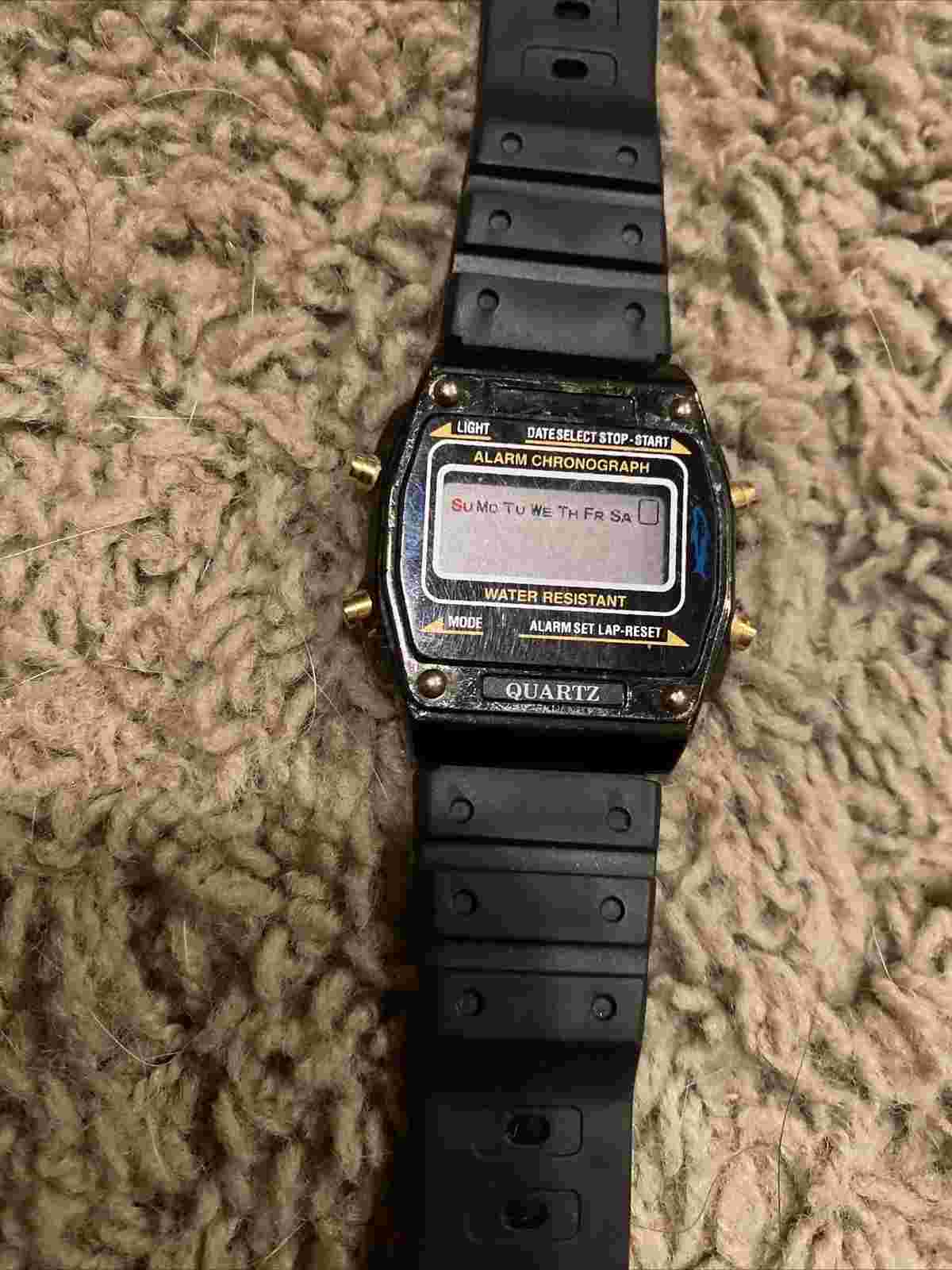 Vintage Quemex Digital Sport Chrono Watch Water Resistant