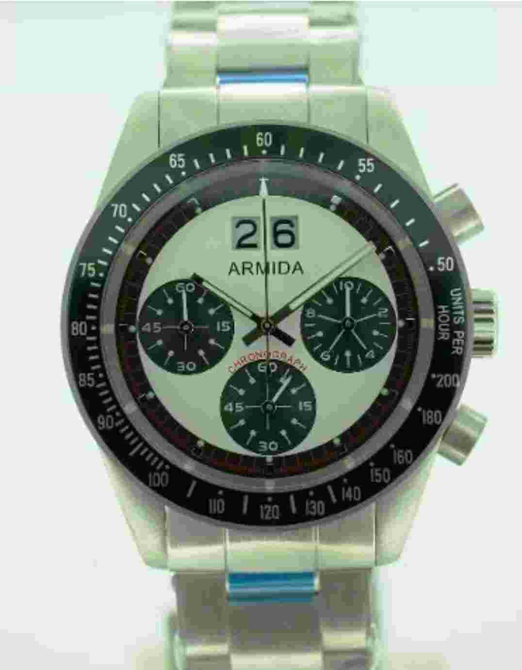 Armida A10 Black bezel Chronograph watch  Shipped from USA