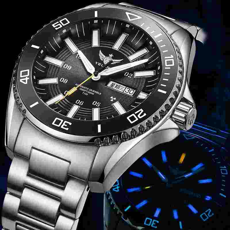 YELANG Men Automatic Watch Luxury Luminous Mechanical Wristwatch 30ATM Military