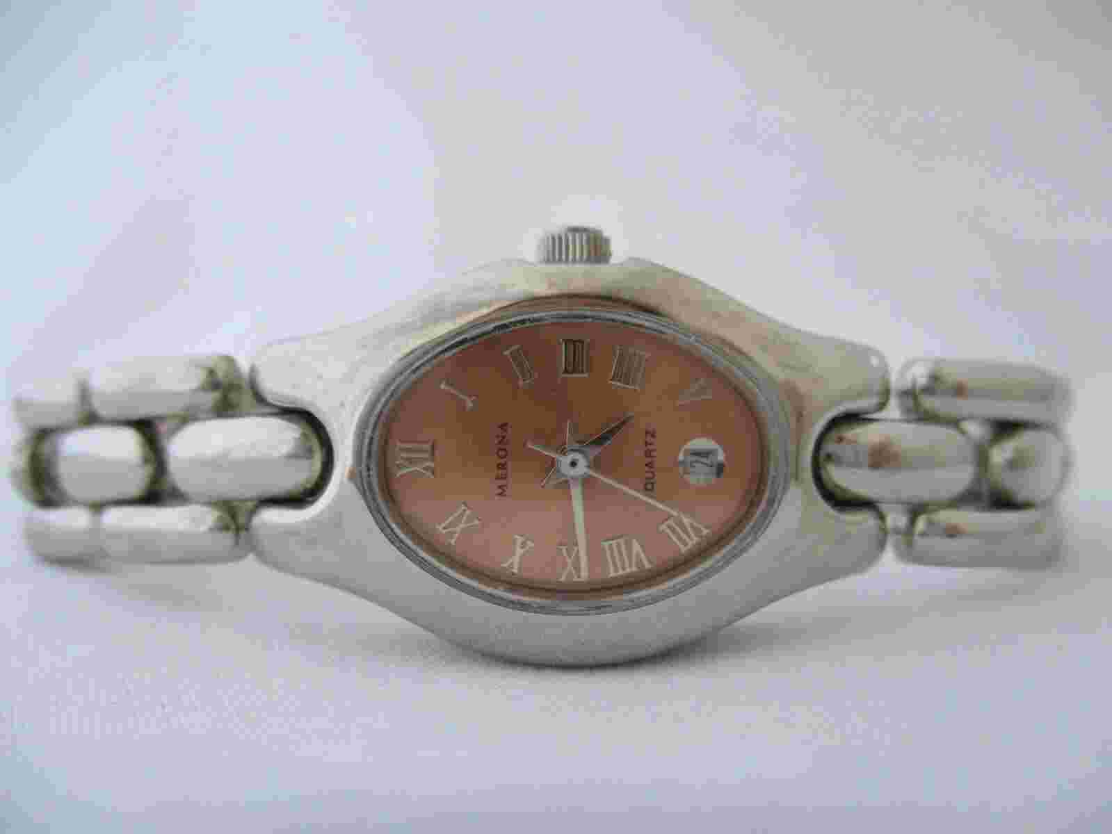 Merona Ladies Silver Toned Analog Metal Band Watch