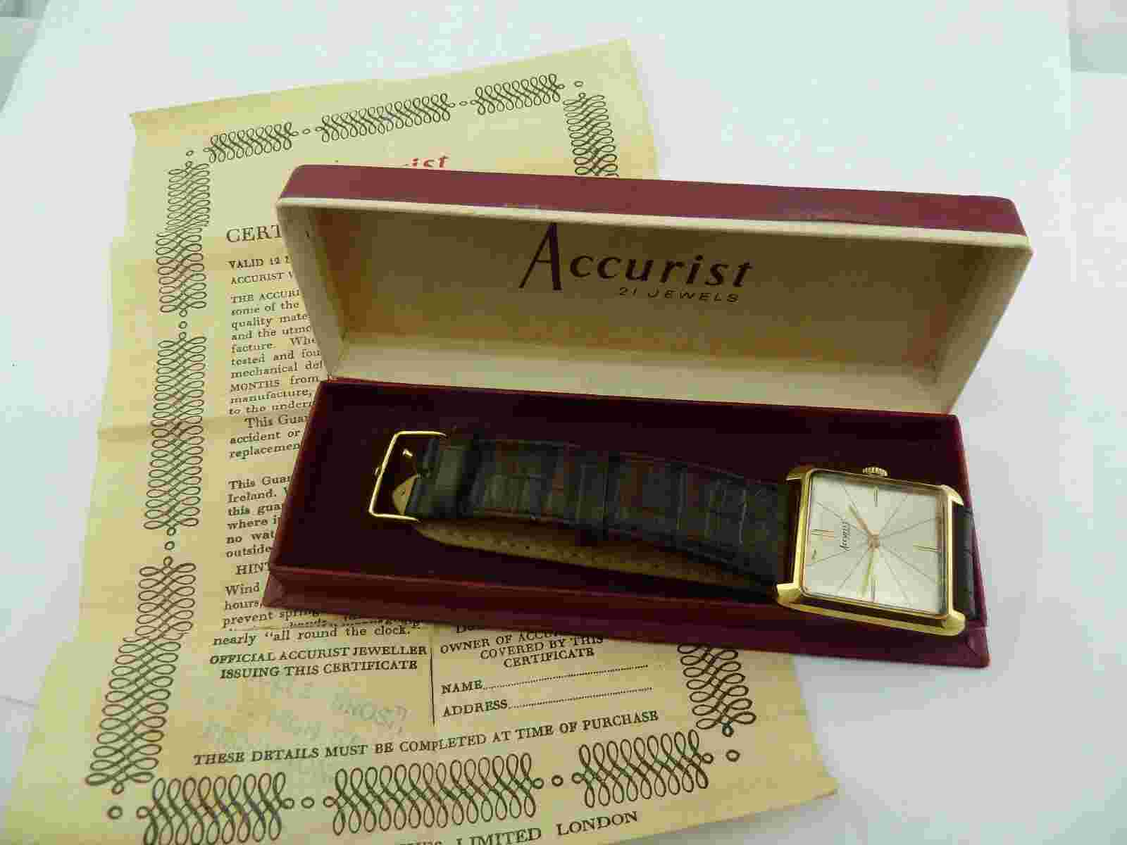 Accurist 1963 Vintage Watch With Original Box And Papers