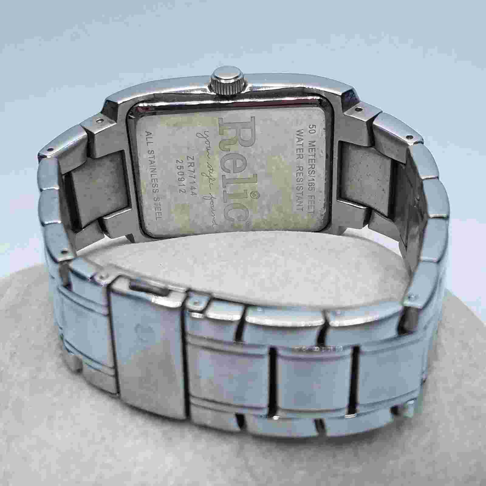 Men's RELIC DIAMOND Black Dial Date Stainless Steel Watch