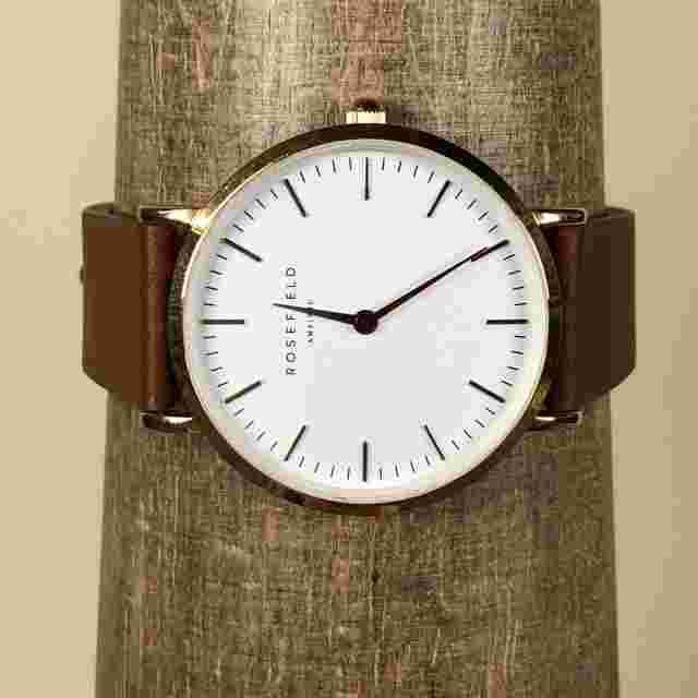 Rose Field AMS|NYC Women Casual Brand Leather 32mm Quartz Analog Watch 6 1/2"