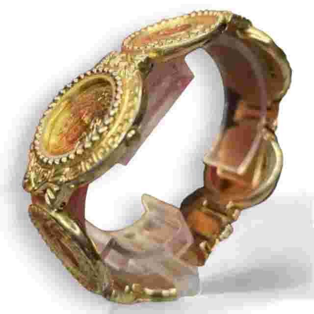 GIANNI VERSACE Medusa Coin Watch Quartz Gold Plated Rare from JPN