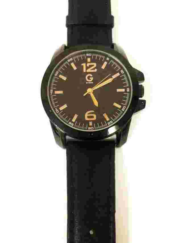 NEW G BY GUESS BLACK TONE,LEATHER BAND,ROSE GOLD ACCENT,CLASSIC WATCH G84048G1