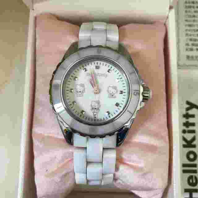 Hello Kitty 35th Luxury White Ceramic Diamond Jewlry Watch  from Japan rare