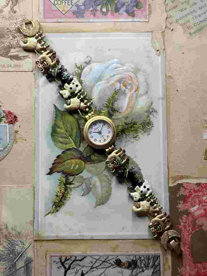 jennie b vintage slider charm dog watch untested no crown as is