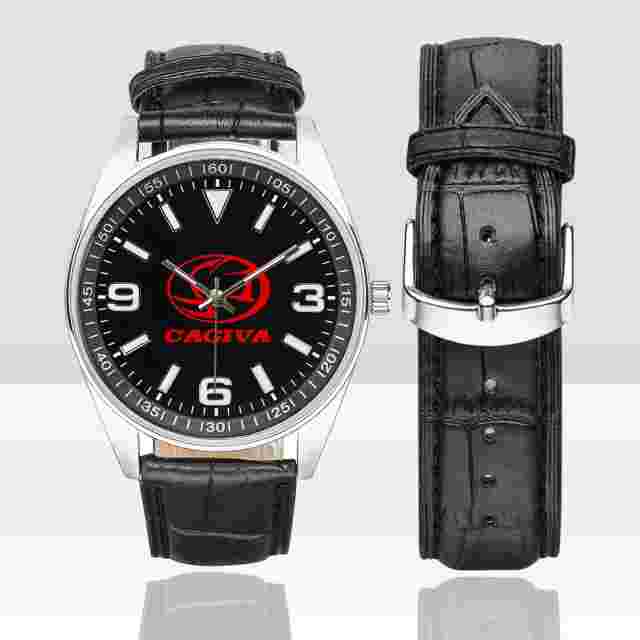 New Cagiva Logooo Men's Casual  Leather Strap Watch