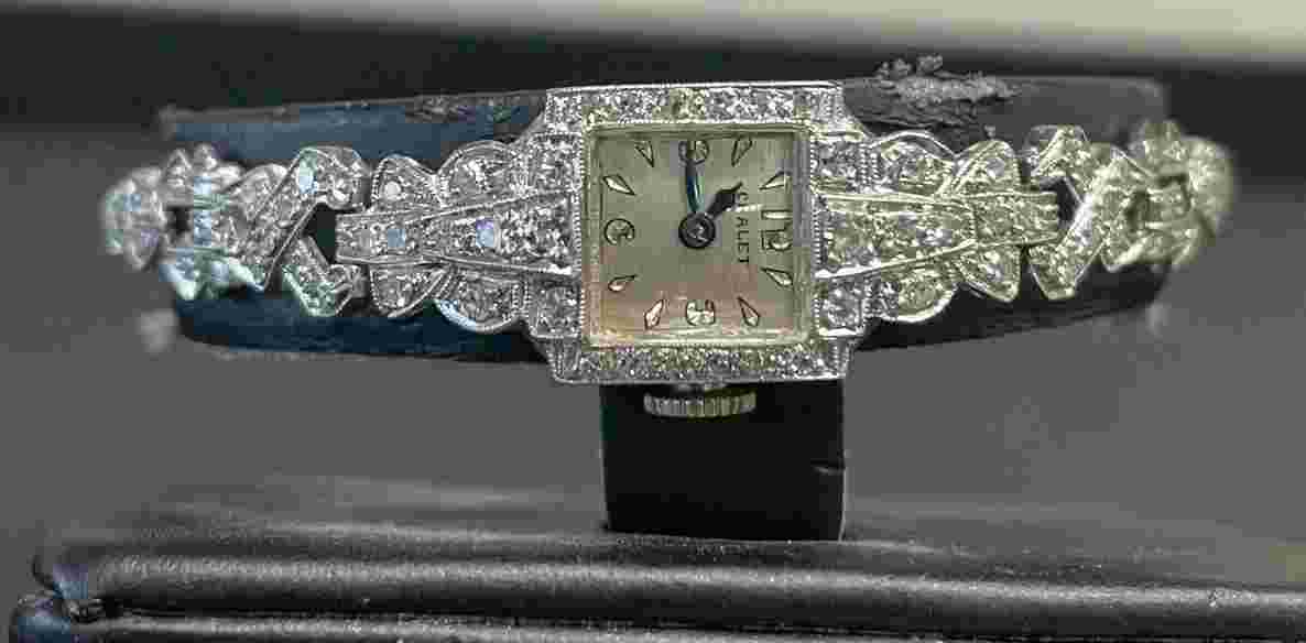 Antique Chalet Platinum, White Gold & 1cttw. Victorian Style Woman's 8in. Watch