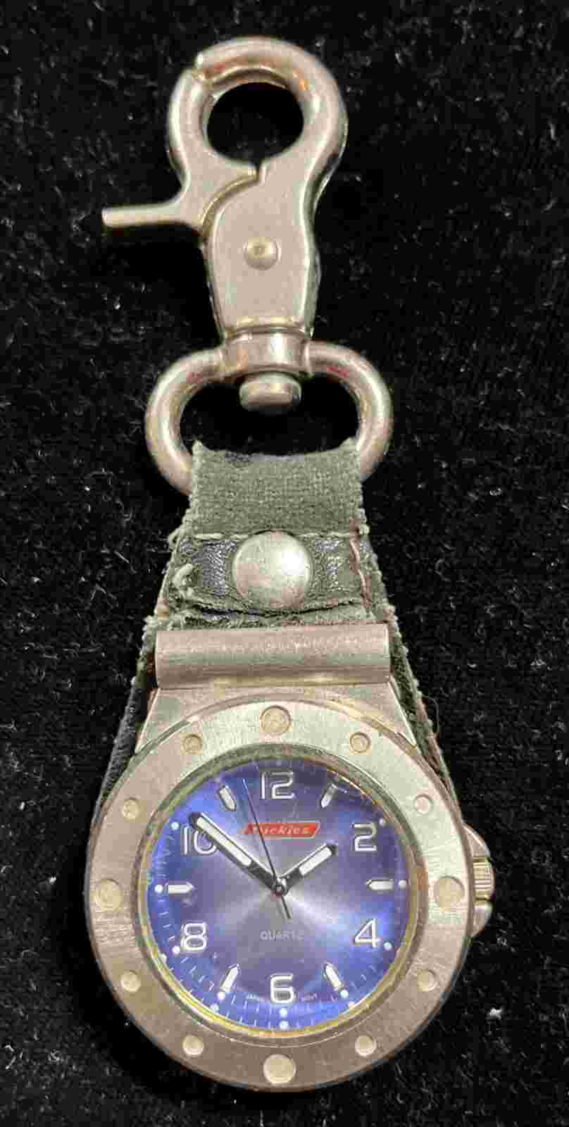 Vintage DICKIES Silver Tone Clip Pocket Watch Not Tested