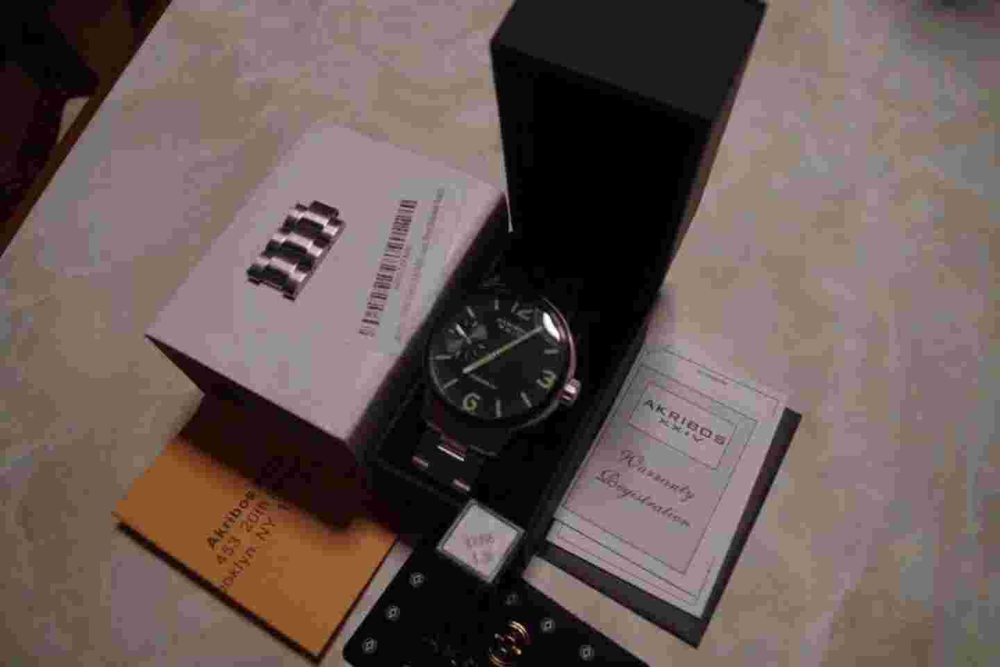 AKRIBOS AK496G Mechanical hand Winding Military Watch