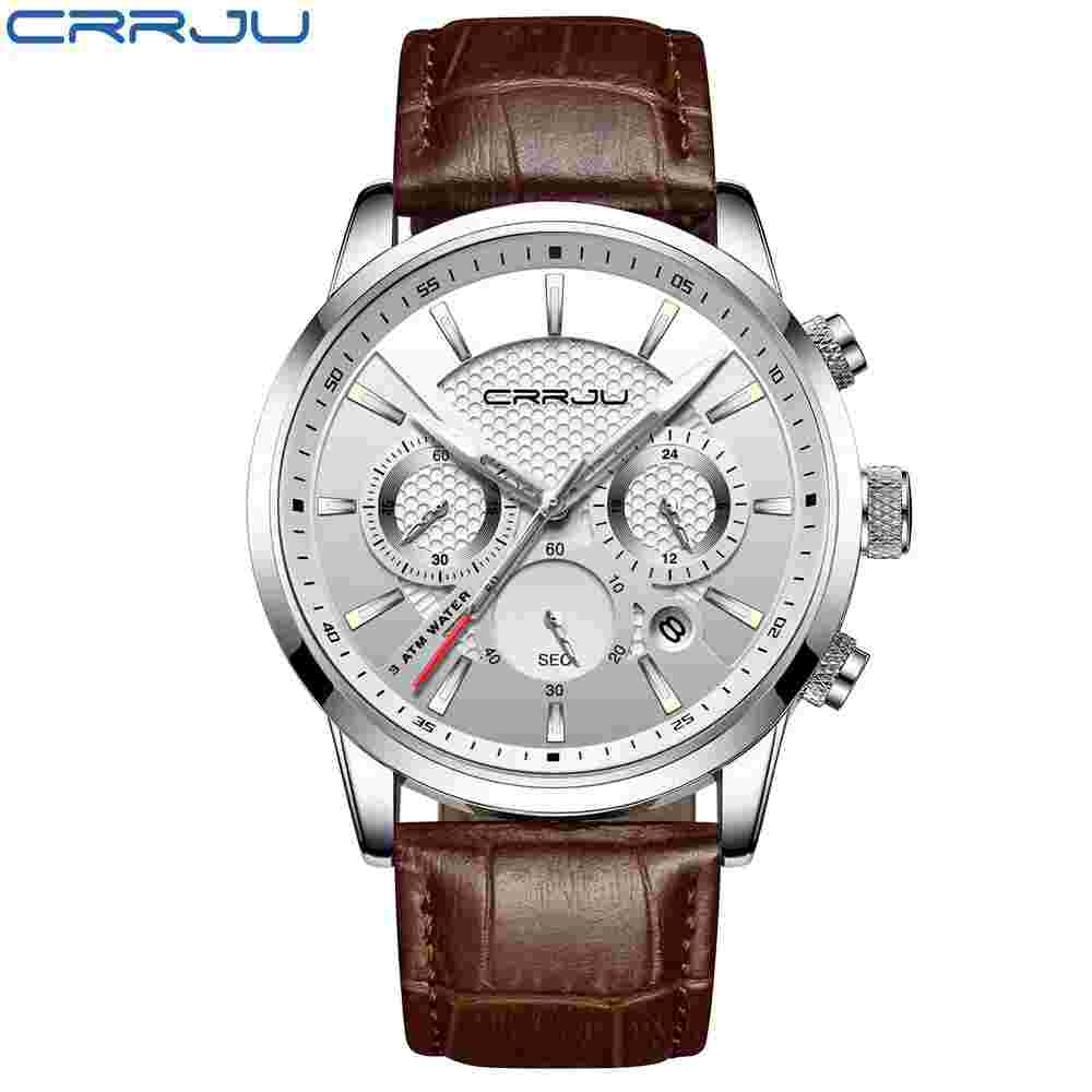 CRRJU nouvelle mode hommes montres montres à Quartz analogique 30 M étanche