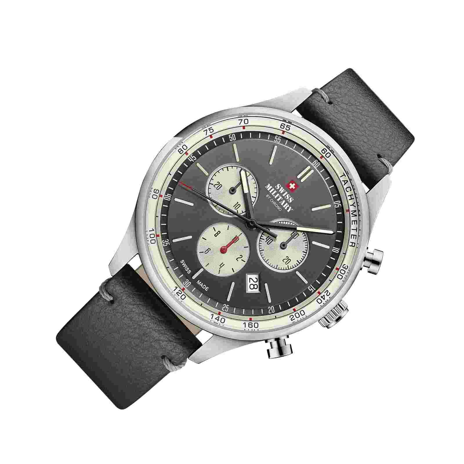 SWISS MILITARY SM34081.12 Swiss Made Chronograph Leather Strap Men's Watch