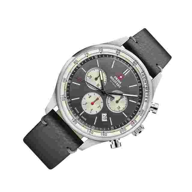 SWISS MILITARY SM34081.12 Swiss Made Chronograph Leather Strap Men's Watch
