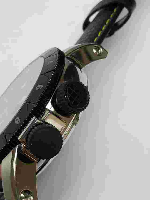 Glycine Airfigther Airman Yellow Chrono  Carbon Fiber Strap New
