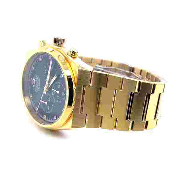 IceTime Maximus 41mm Men Yellow Gold Steel Watch Black Dial Iced 0.10ct Diamonds