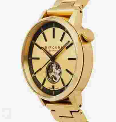 Rip Curl DRAKE AUTOMATIC SS GOLD SURF WATCH New - 007MTI Gold